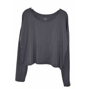 Athleta Wrap Back Long Sleeve Top Knit Shirt Size Large Crop Dolman Sleeve Gray